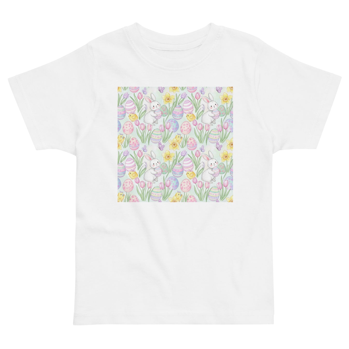Toddler Easter T-Shirt – Cute Kids Spring Chicks, Eggs & Flowers All-Over Print Tee for Boys & Girls